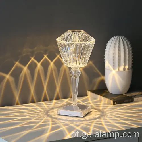 Projeto de lâmpada de mesa de cristal com elegância elegante controlada pelo toque